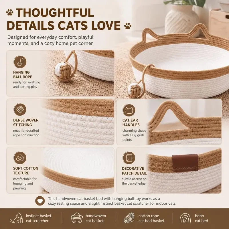 Handwoven Cotton Rope Cat Bed